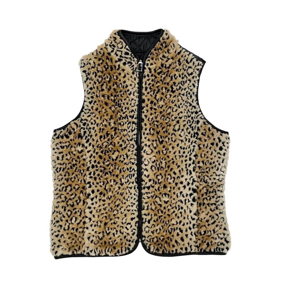 Studio West vintage 90s faux fur animal print vest